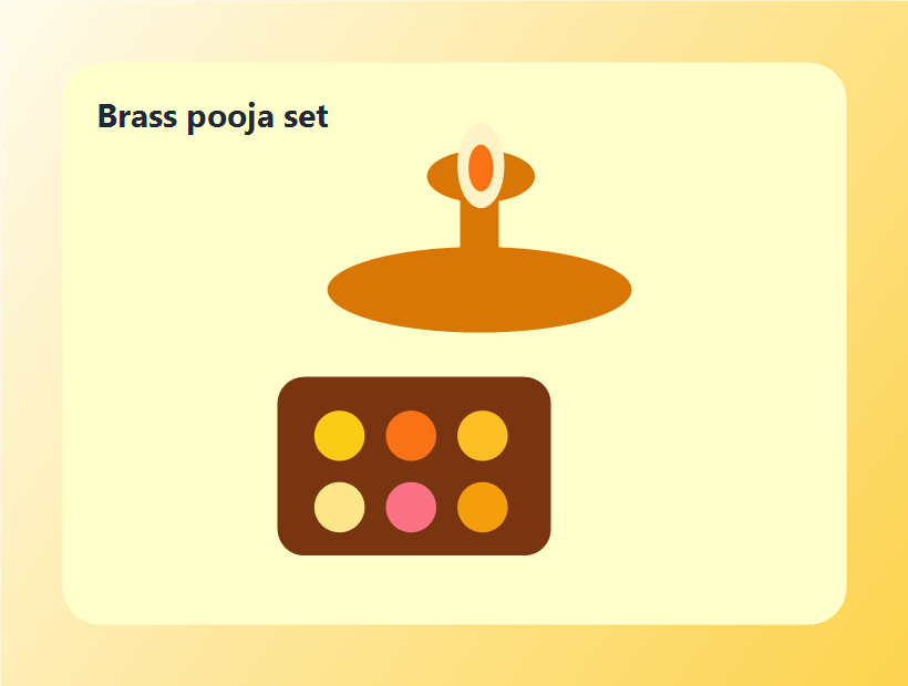 Brass pooja set with lamp and mithai